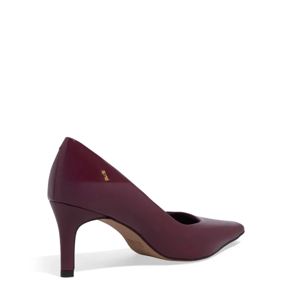 Scarpin Verniz Bico Quadrado Vermelho Marsala - vista 3 de 3