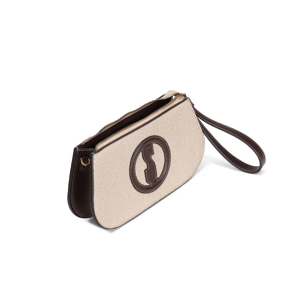 Bolsa Clutch Canvas Marrom Dark Alça De Ombro - vista 3 de 3