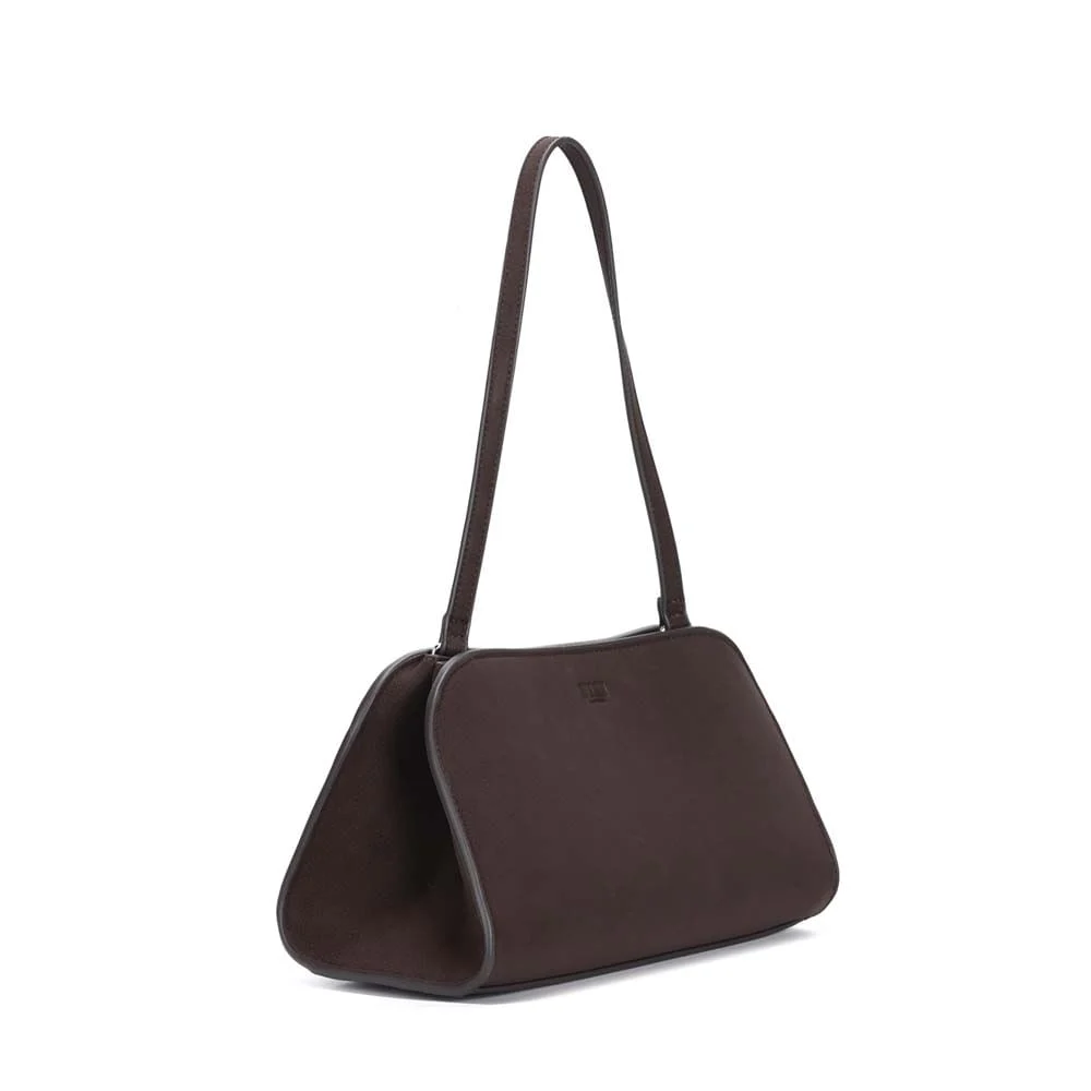 Bolsa Média Nobuck Marrom Dark Alça De Ombro - vista 2 de 3