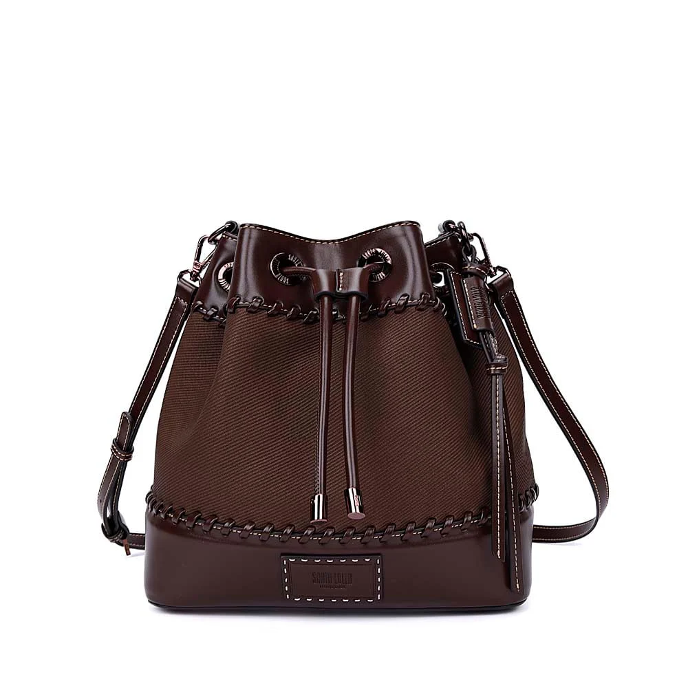 Bolsa Bucket Material Canvas Marrom Dark Alça Transversal - vista 1 de 7