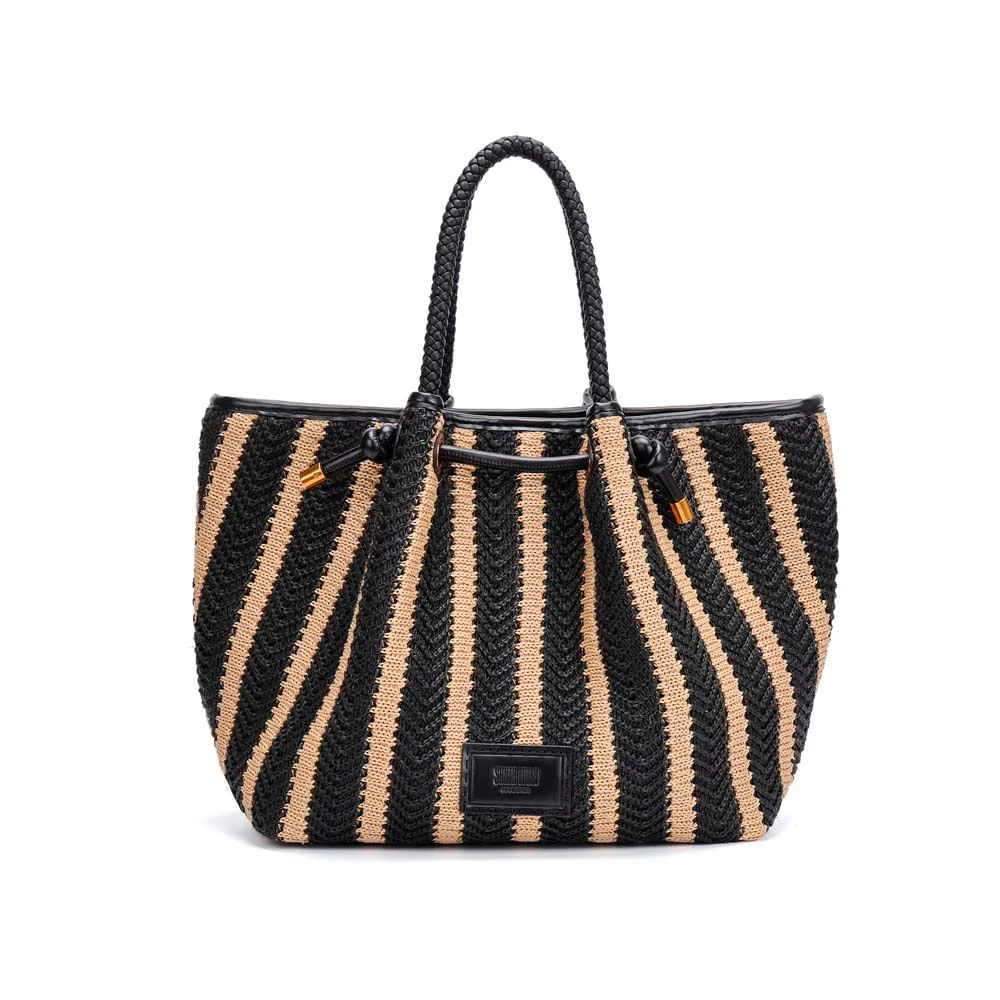Bolsa Grande Tramado Preto E Bege Alça De Ombro - vista 1 de 5
