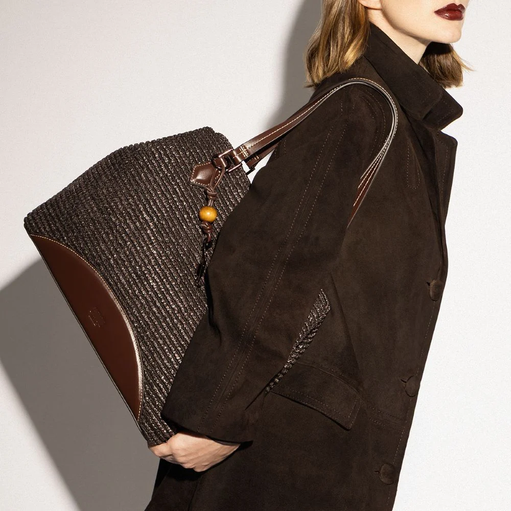 Bolsa Grande Tramado Marrom Dark Alça De Ombro - vista 1 de 8