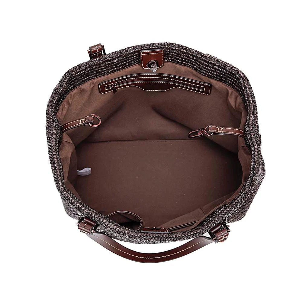 Bolsa Grande Tramado Marrom Dark Alça De Ombro - vista 4 de 8