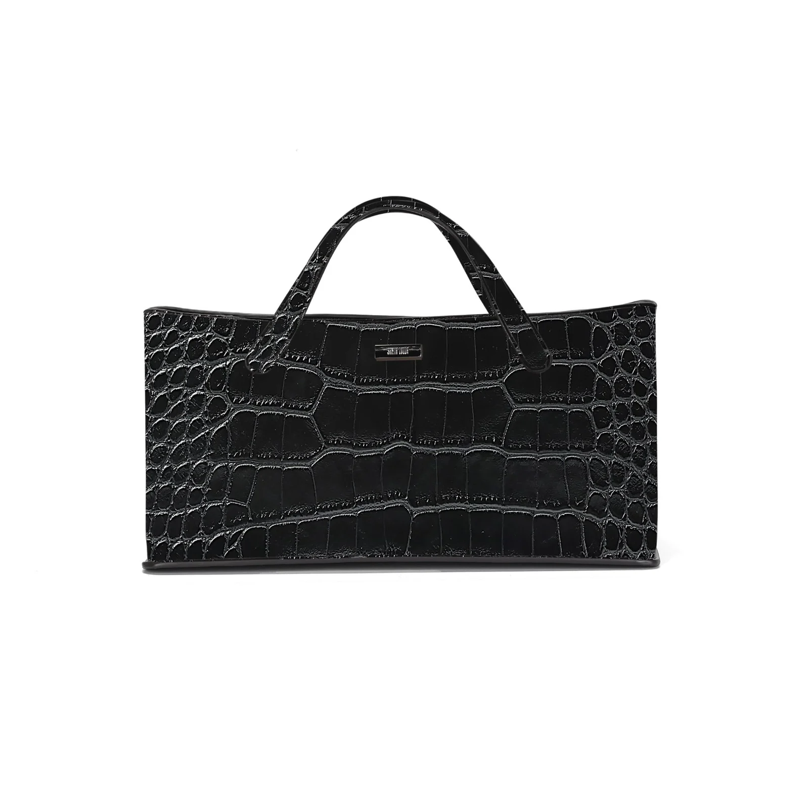 Bolsa Grande Croco Preta Alça De Mão - vista 1 de 3