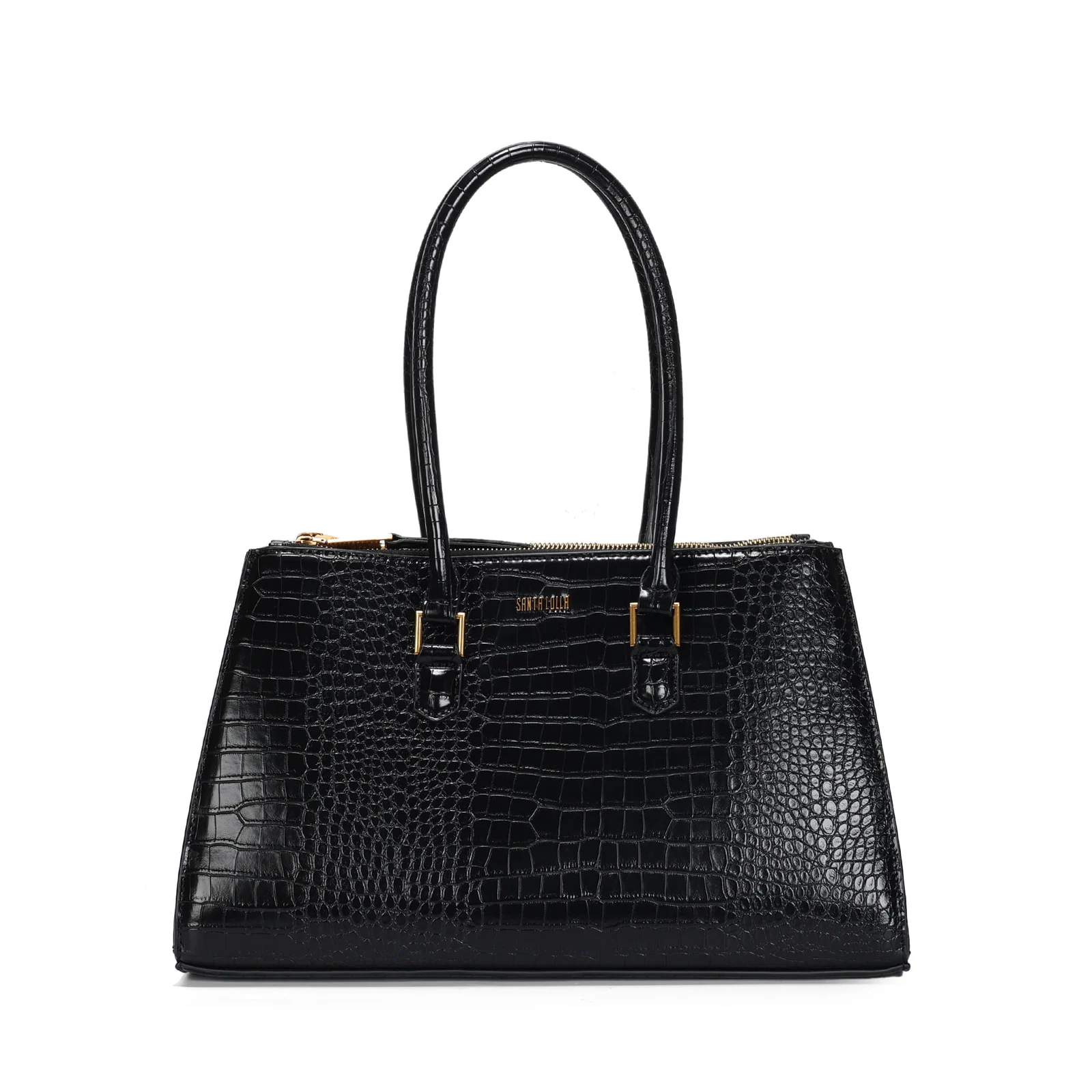 Bolsa Grande Croco Preta Alça De Ombro - vista 2 de 4