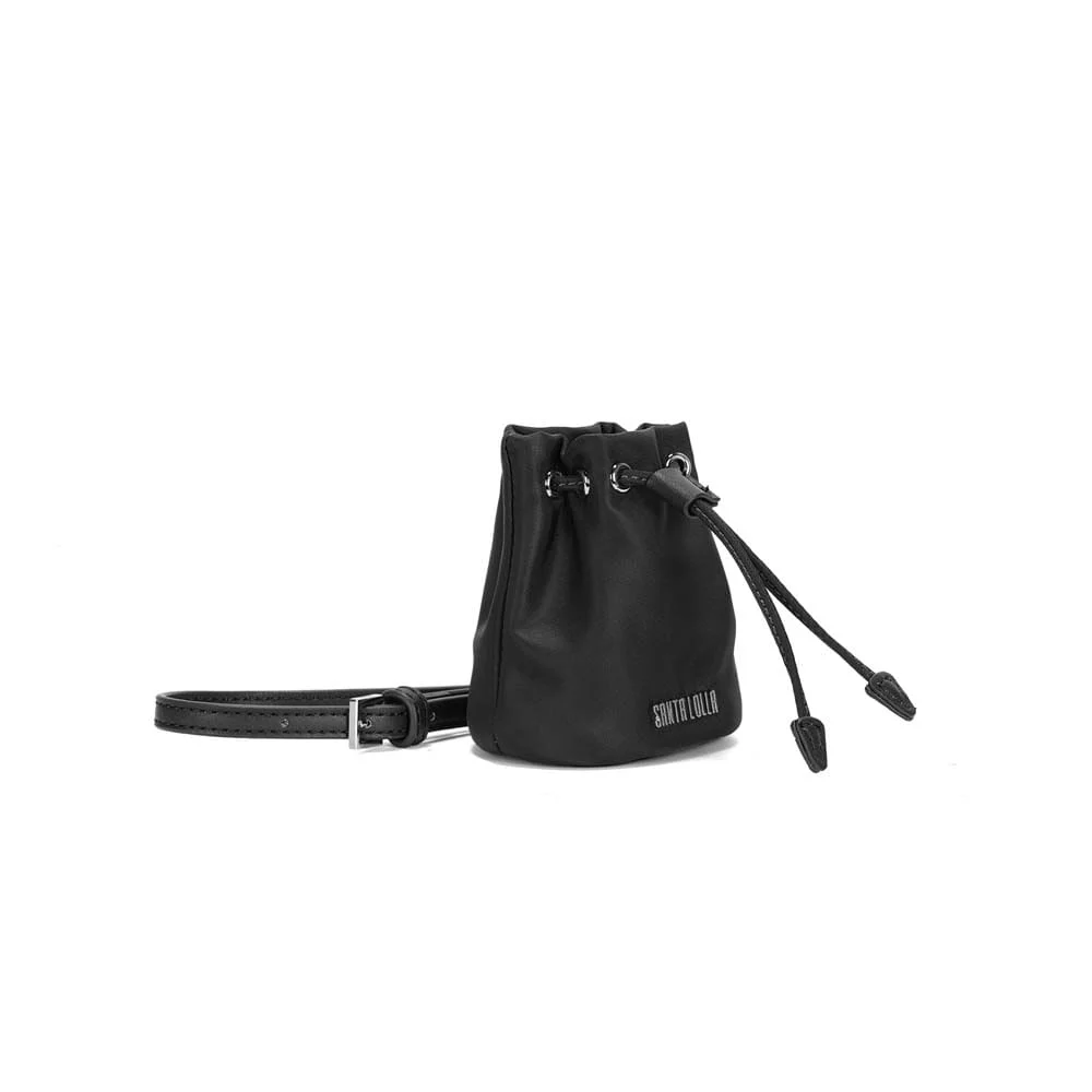 Chaveiro Mini Bolsa Bucket Nylon Preto Alça Transversal - vista 2 de 3