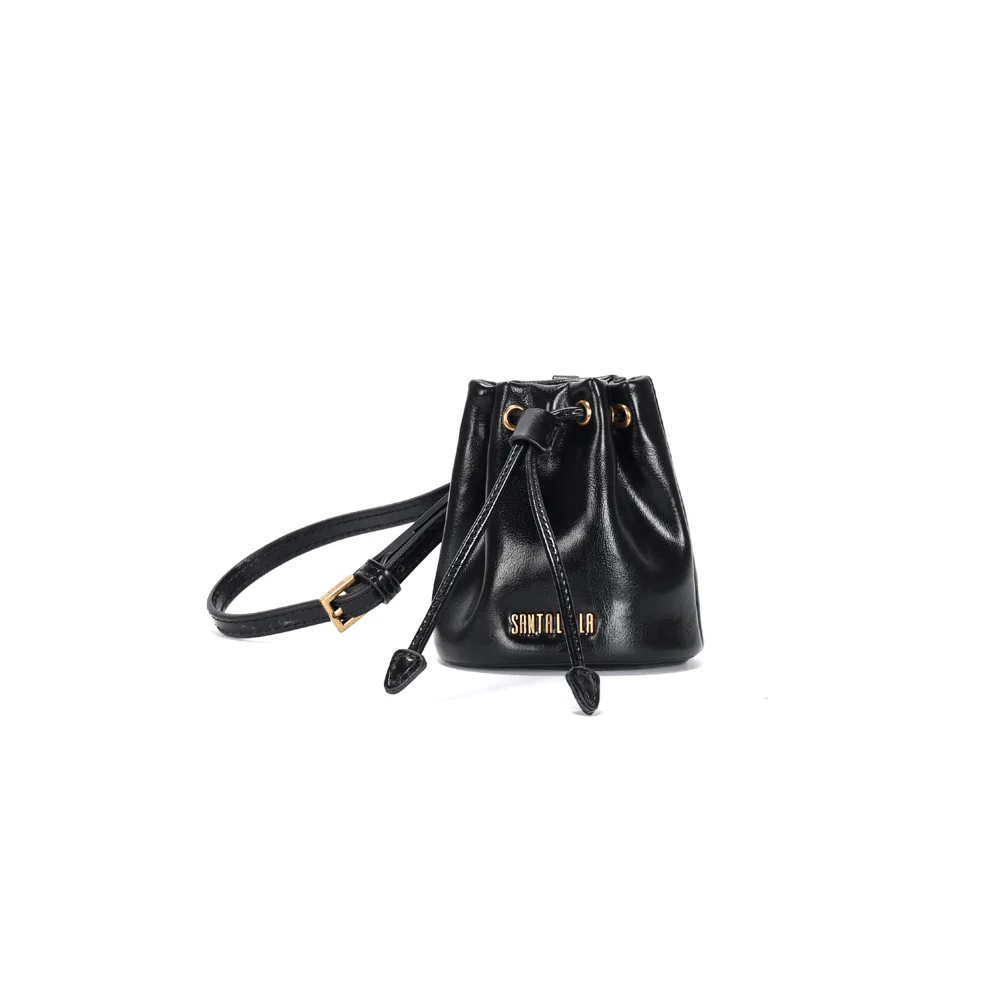 Chaveiro Mini Bolsa Bucket Soft Preto Alça Transversal - vista 1 de 3