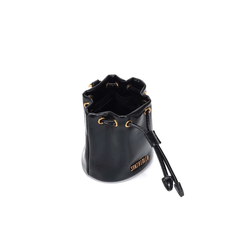 Chaveiro Mini Bolsa Bucket Soft Preto Alça Transversal - vista 3 de 3