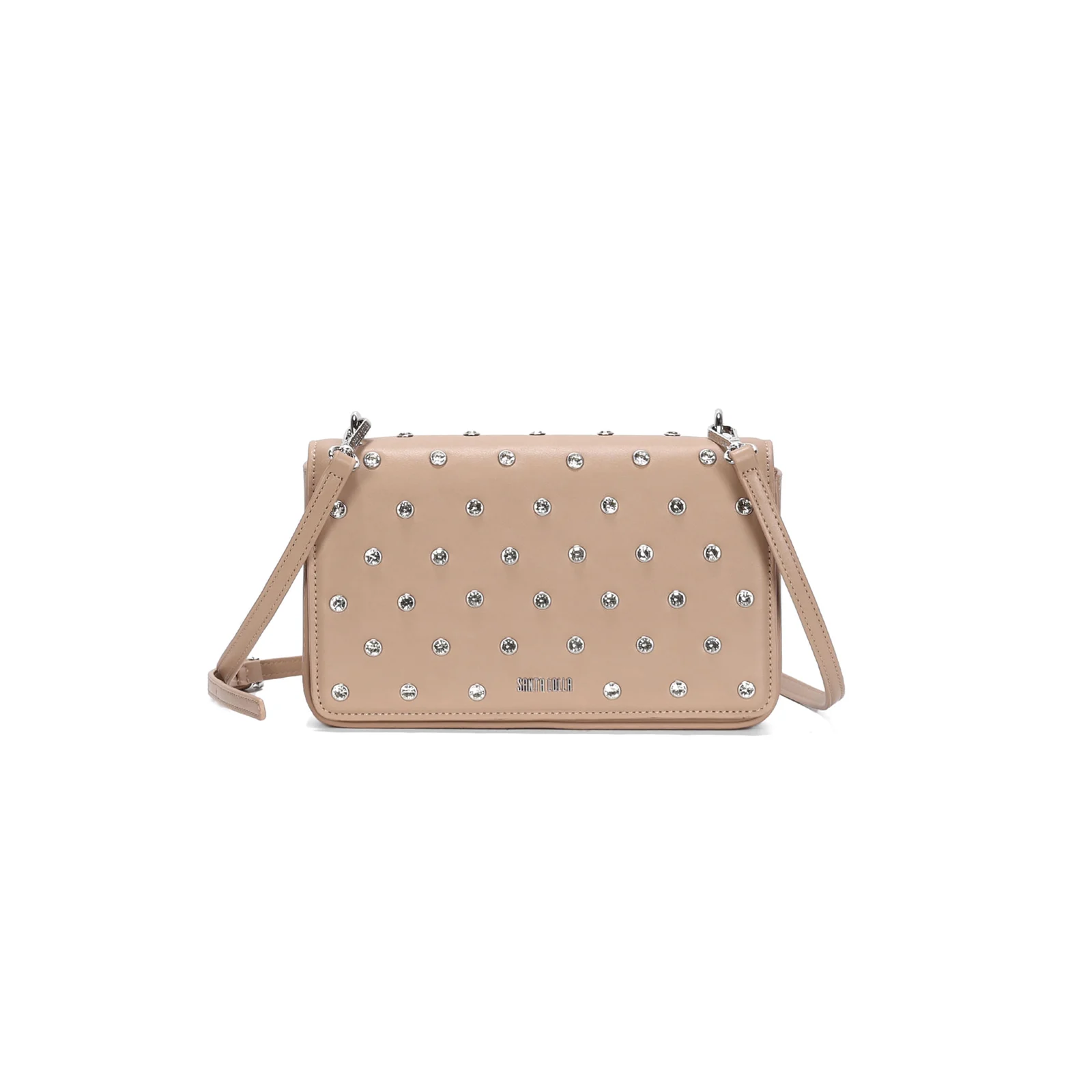 Bolsa Pequena Soft Bege Strass Alça Transversal - vista 1 de 4