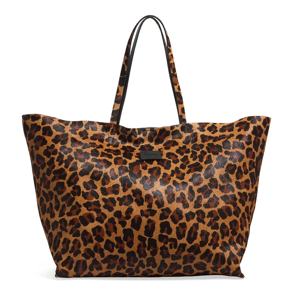 Bolsa Shopper Couro Estampa Animal Print Onça Alça De Ombro - vista 1 de 3