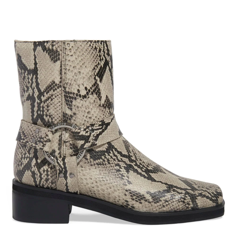 Bota Couro Animal Print Cobra Cano Médio Metal - vista 1 de 3