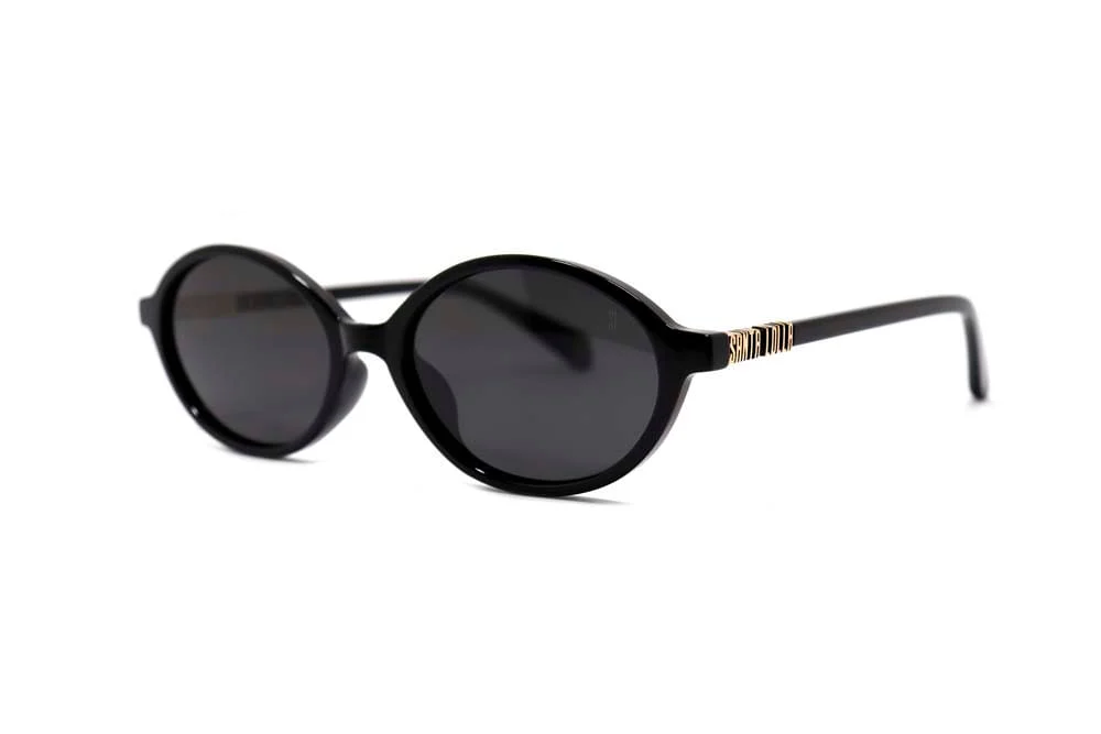 Óculos de Sol Oval Acetato Preto - vista 1 de 4