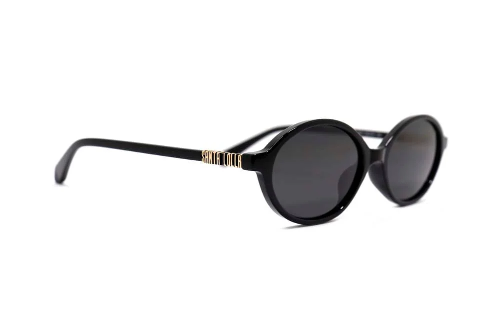 Óculos de Sol Oval Acetato Preto - vista 3 de 4