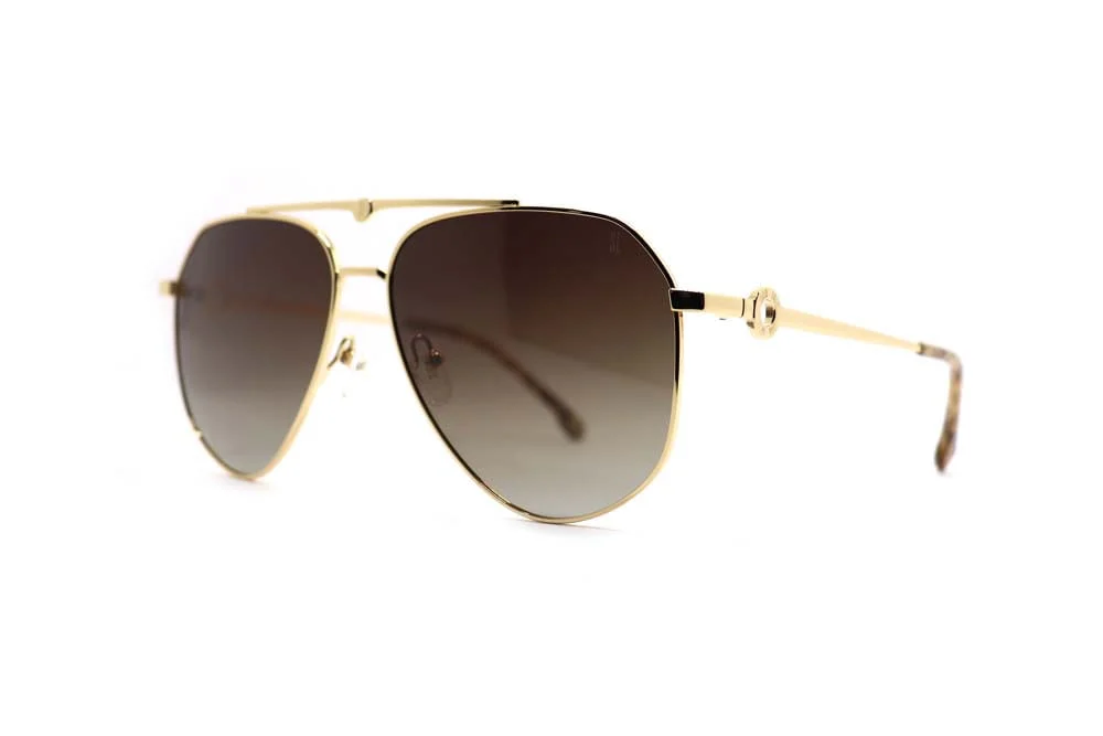 Óculos de Sol Aviador Metal Dourado Lente Marrom Escuro - vista 1 de 1