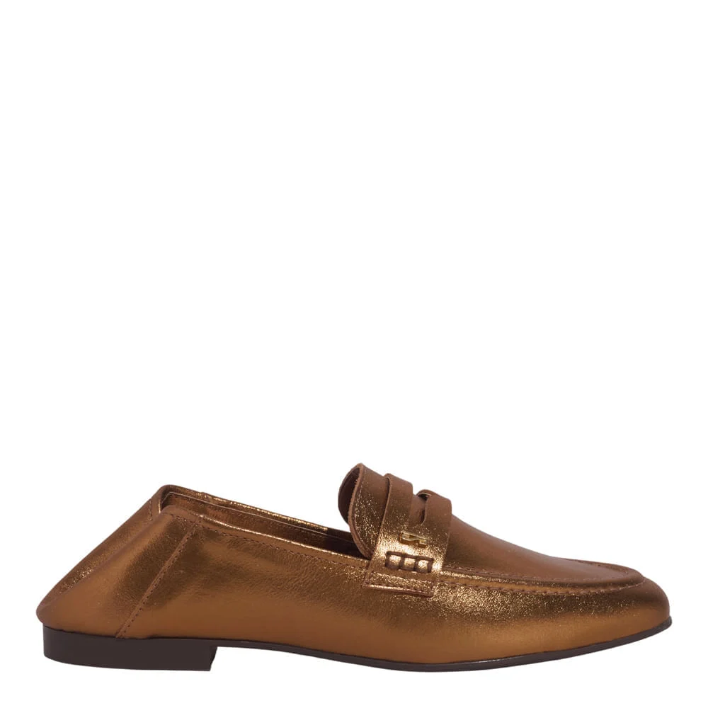 Mocassim Couro Metalizado Malibu Bronze - vista 6 de 6