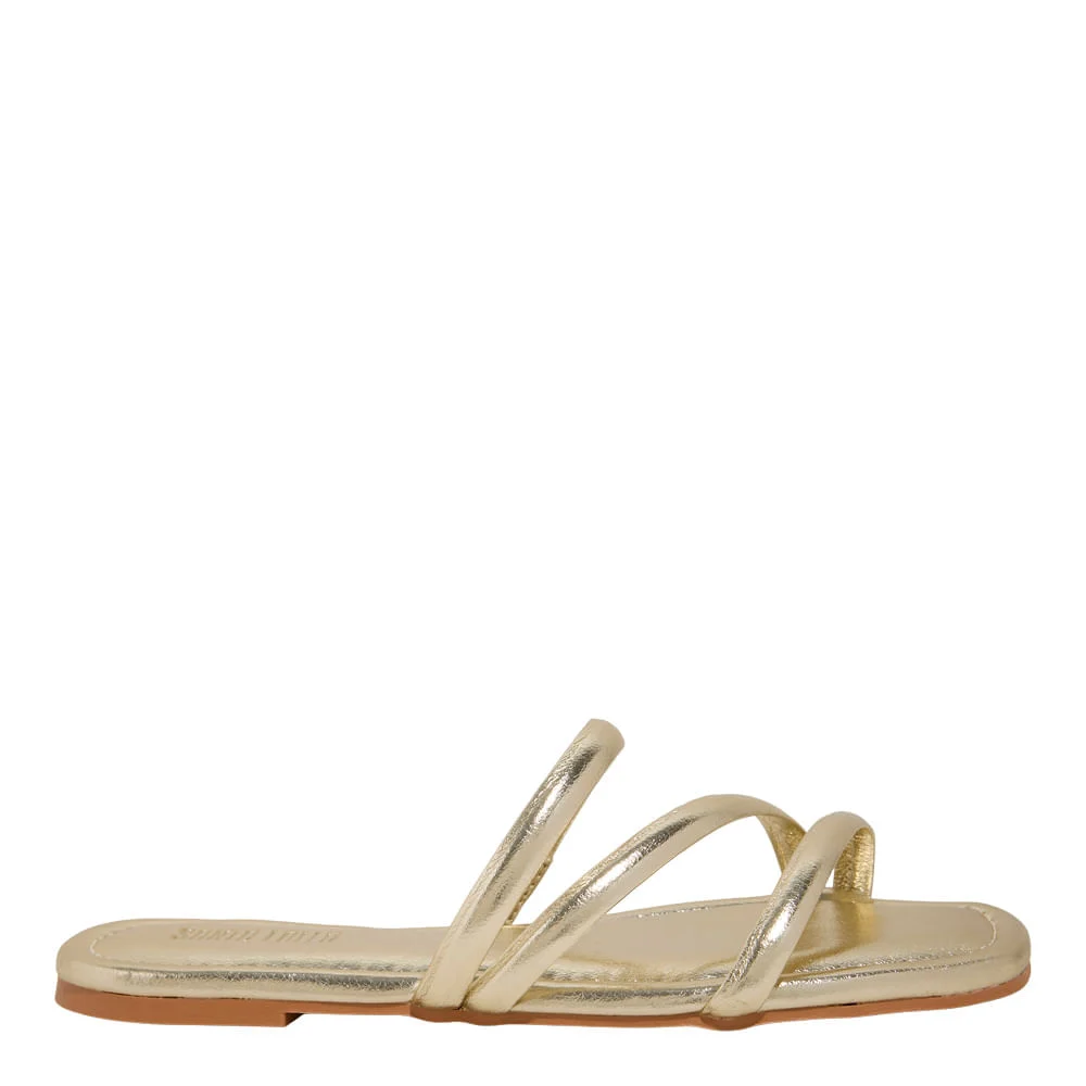 Rasteira Metallic Soft Dourada Bico Quadrado - vista 1 de 5