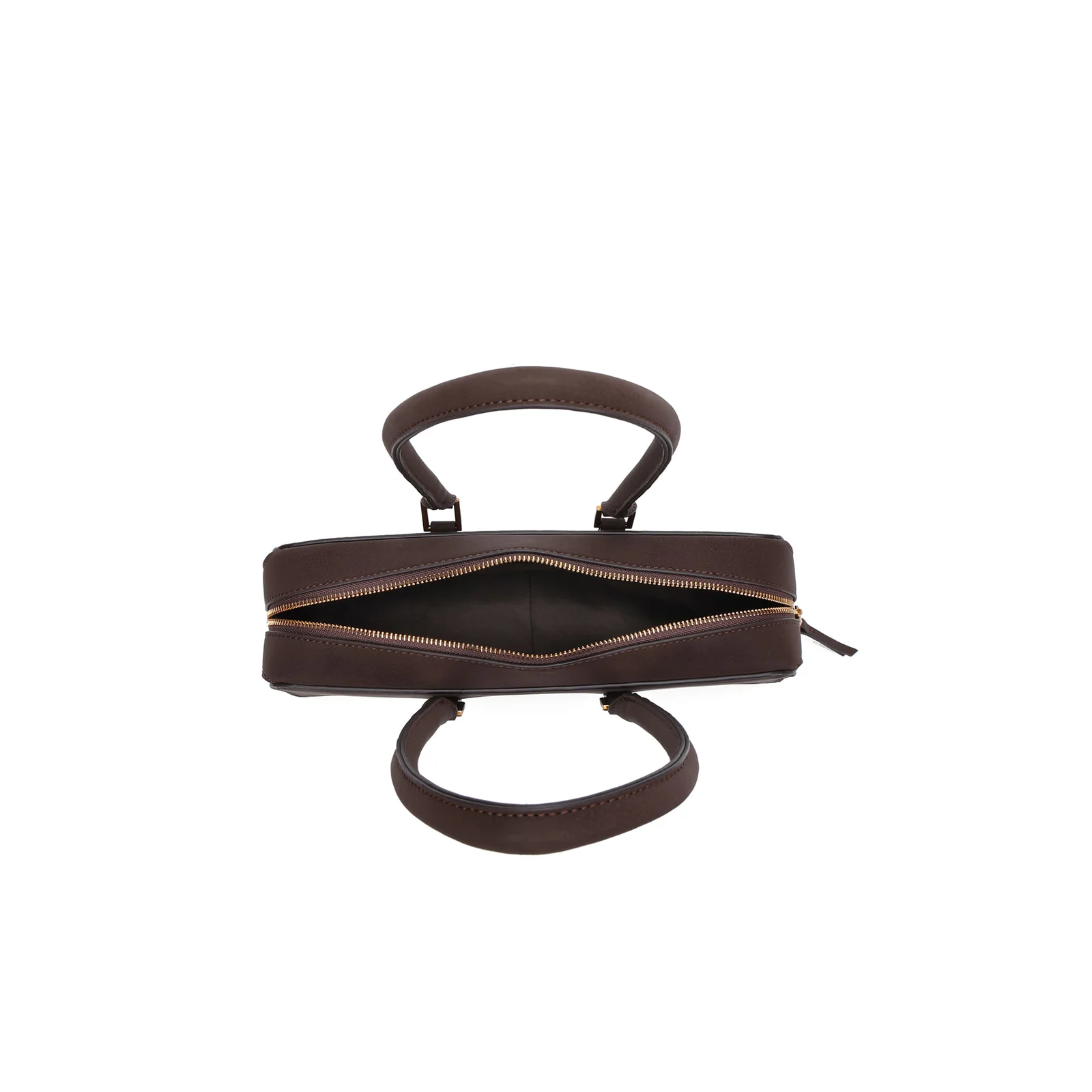 Bolsa Média Estruturada Nobuck Marrom Dark - vista 5 de 5