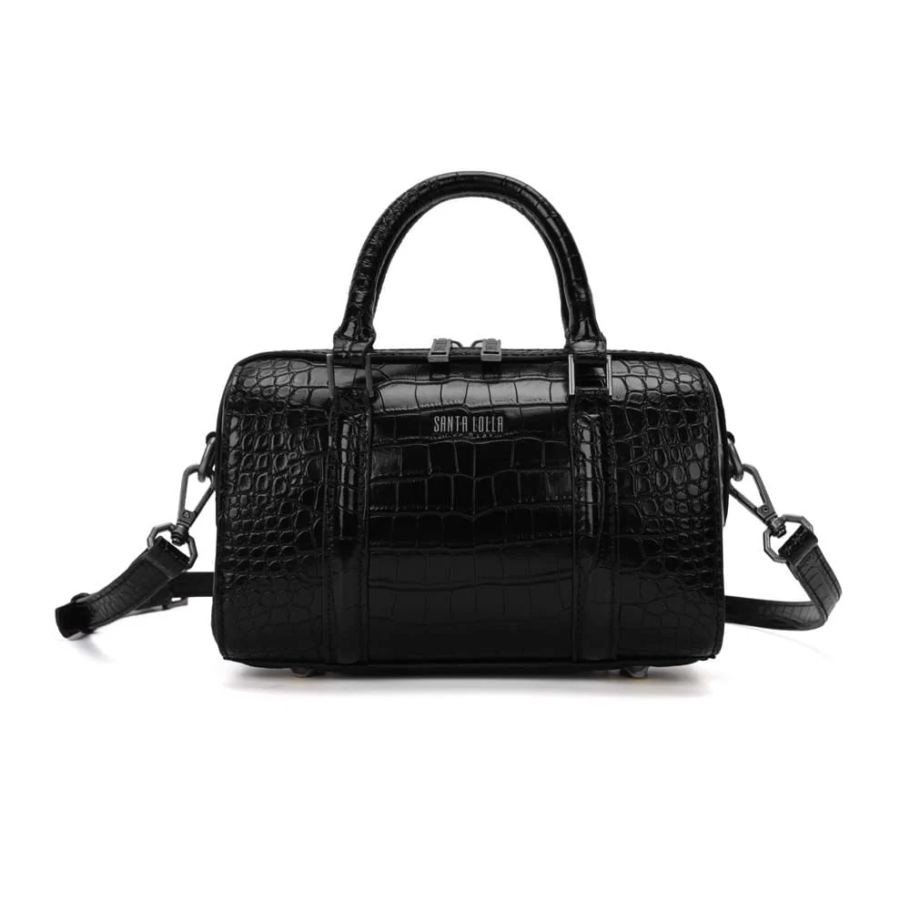 Bolsa Baú Pequena Croco Preto Transversal - vista 1 de 3