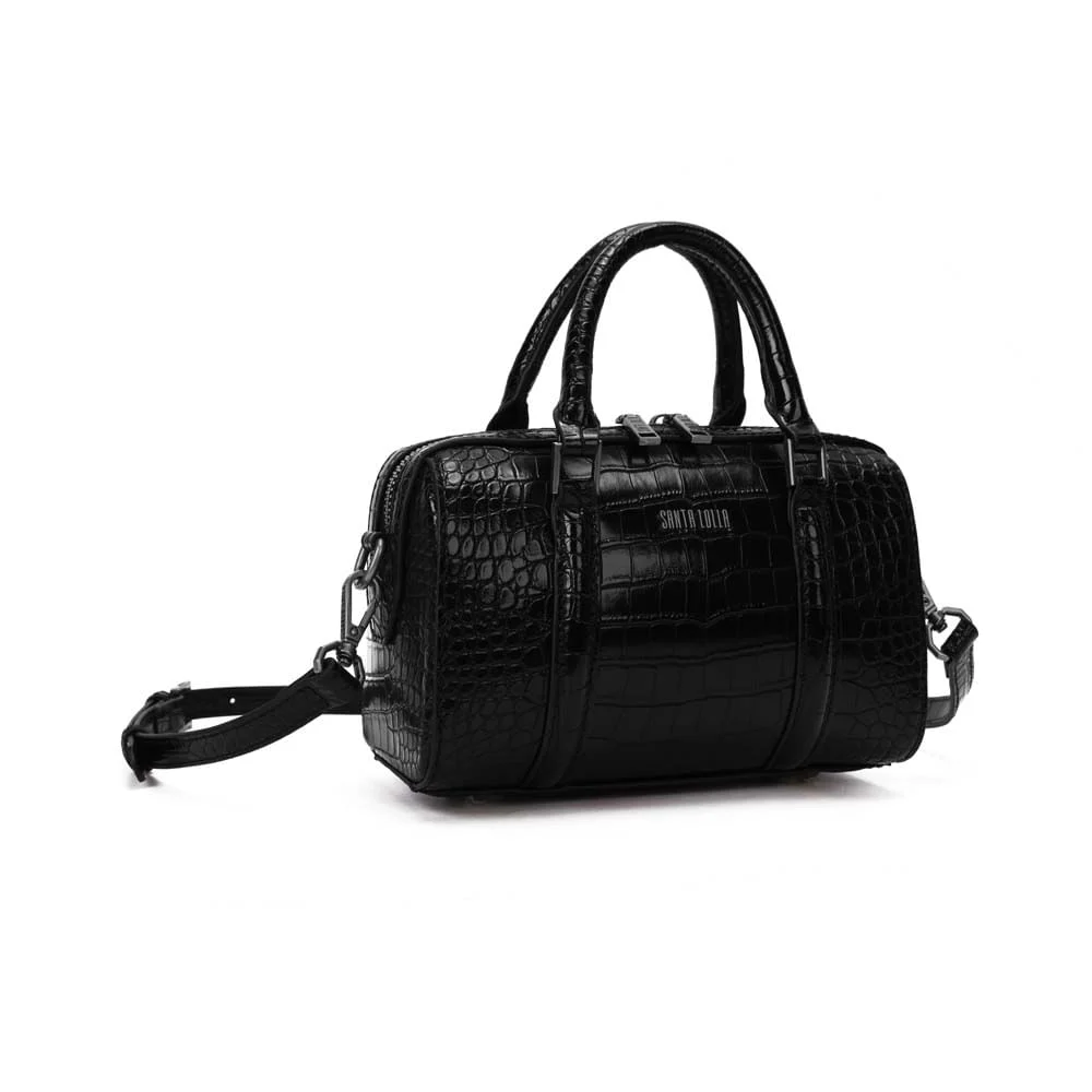 Bolsa Baú Pequena Croco Preto Transversal - vista 2 de 3