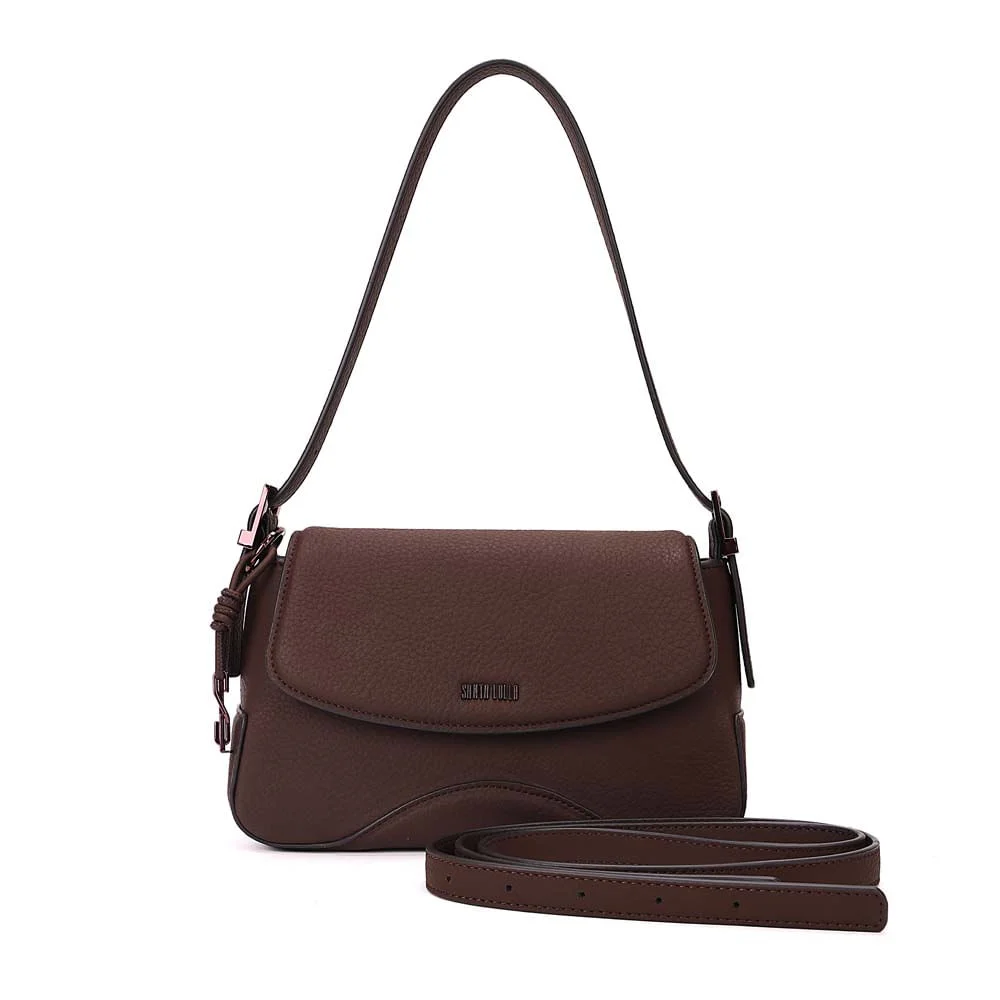 Bolsa Baguete Média Floater Marrom Dark Recortes - vista 1 de 7