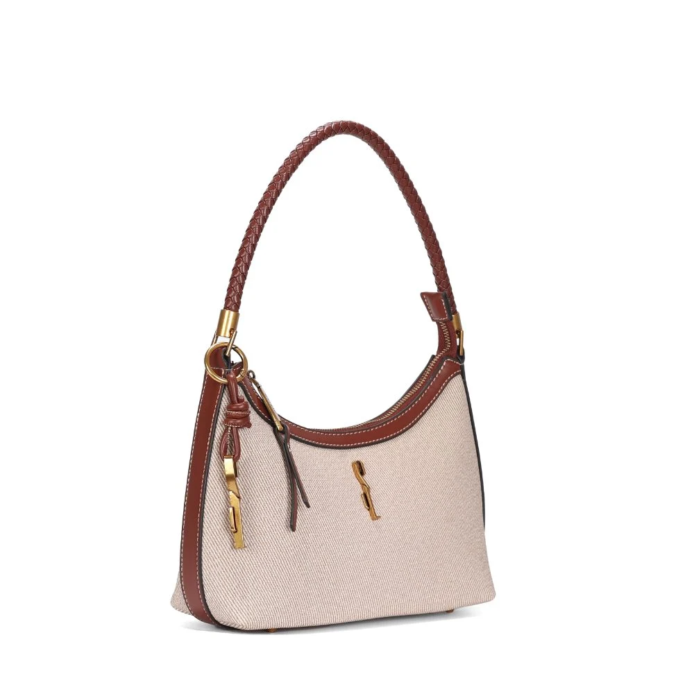 Bolsa Baguete Pequena Canvas Marrom Terracota - vista 2 de 3