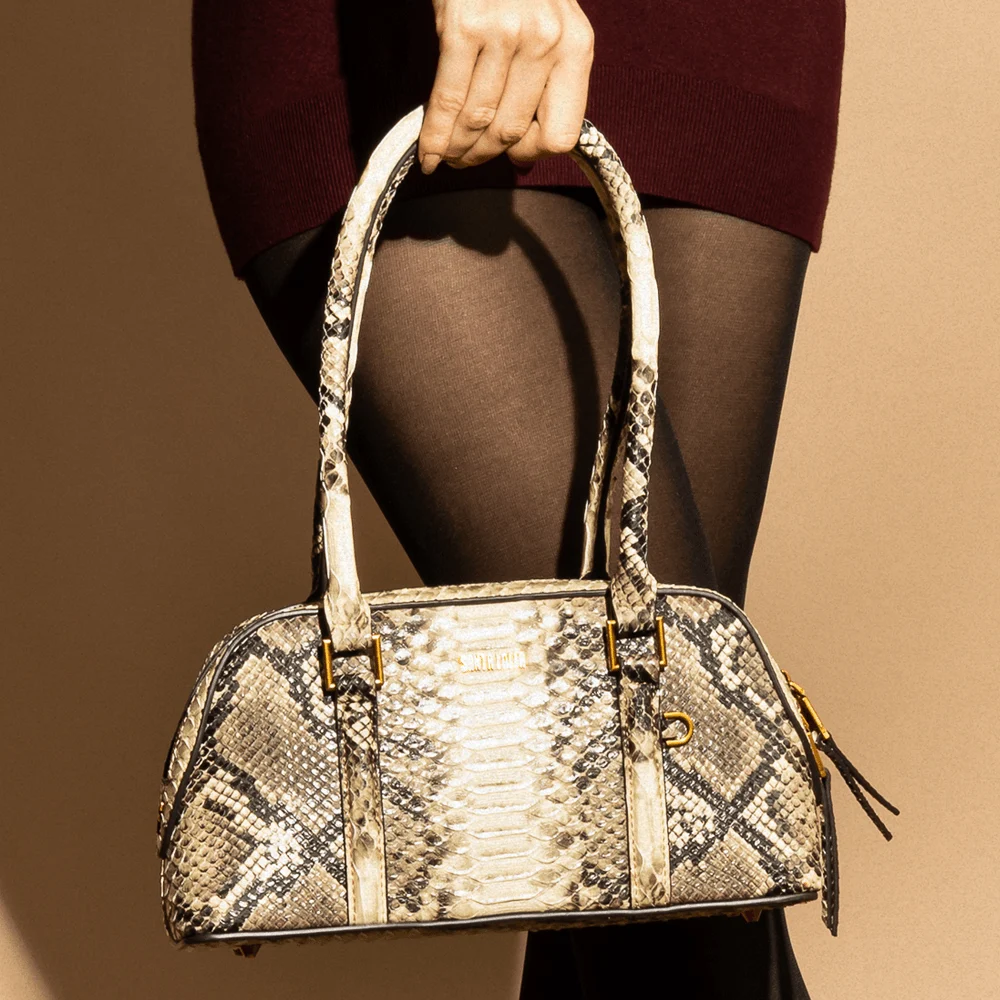 Bolsa De Ombro Média Estampa Animal Print Cobra - vista 1 de 4
