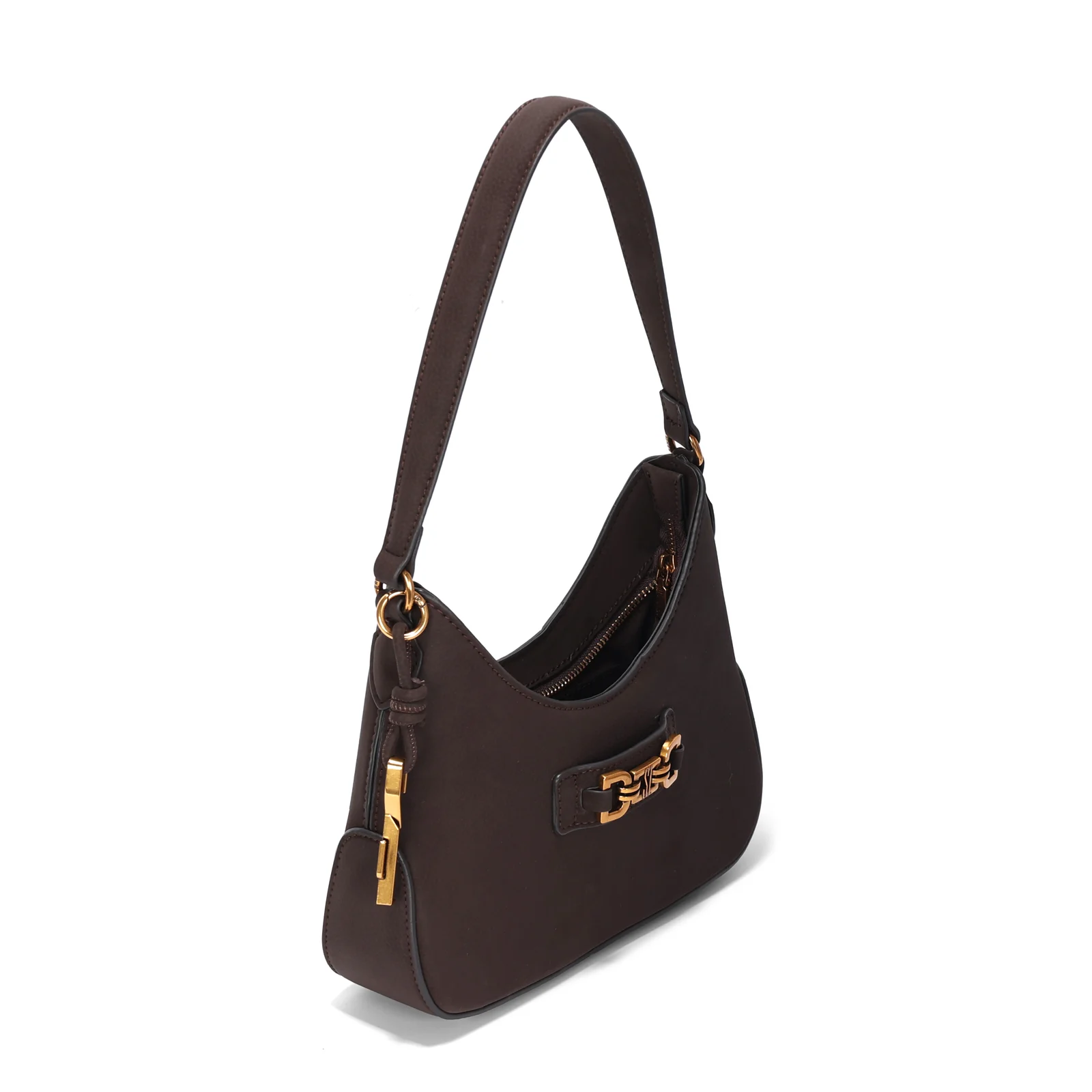 Bolsa Baguete Média Nobuck Marrom Bridão - vista 3 de 3