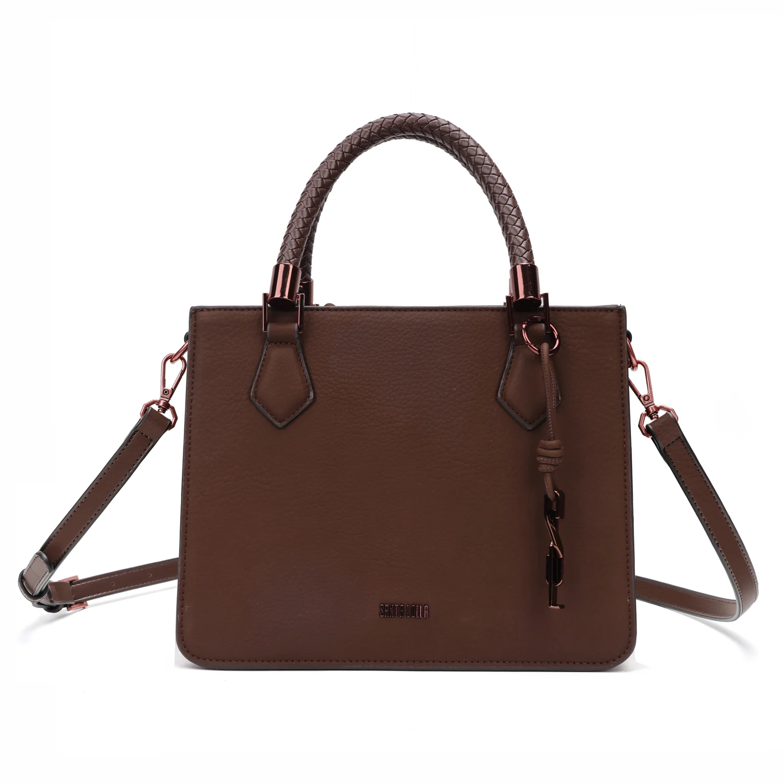 Bolsa Média Nobuck Pespontos Alça Transversal Marrom Dark - vista 1 de 1