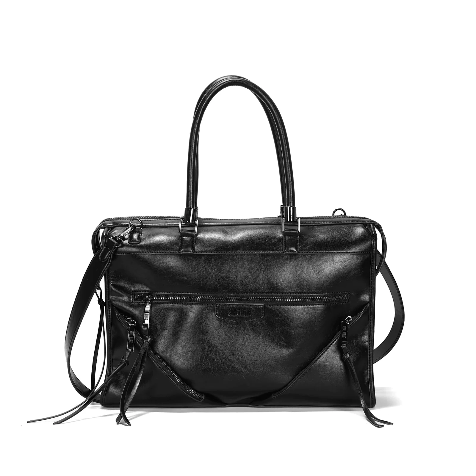 Bolsa Grande Quadrada Rústico Liso Preto Bolso Frontal - vista 1 de 3