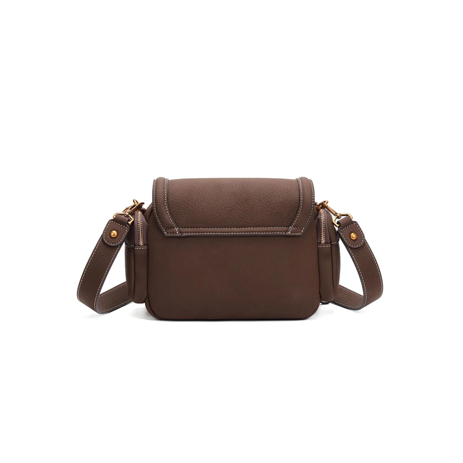Bolsa Média Estruturada Nobuck Transversal Marrom Cocoa - vista 3 de 5