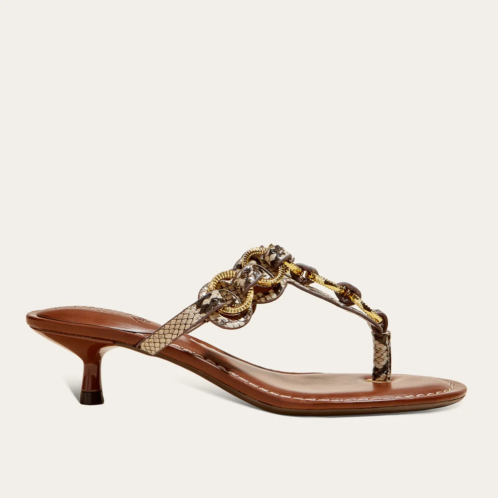 Mule Thong Metal Animal Print Cobra Salto Fino - vista 1 de 3