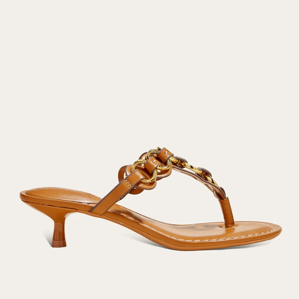 Mule Thong Metal Napa Gy Caramelo Safari Salto Fino - vista 1 de 3