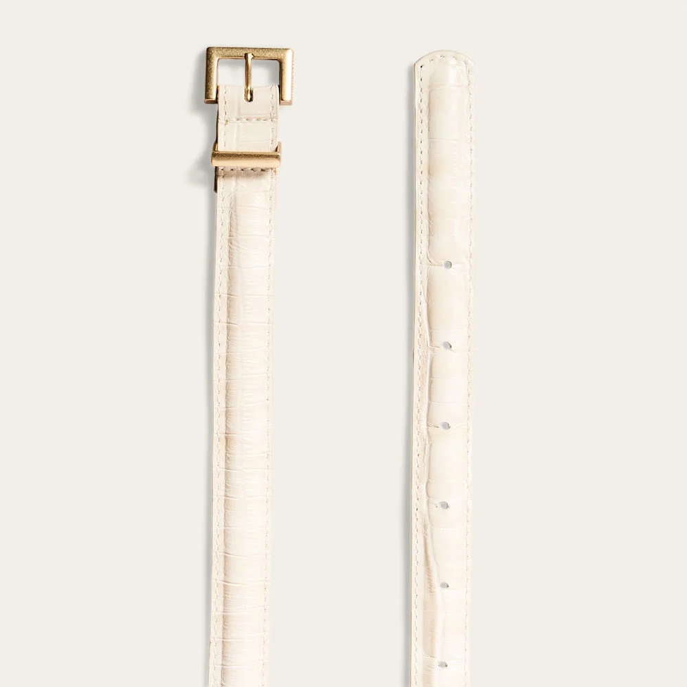 Cinto Couro Croco Off White Marfim - vista 2 de 2