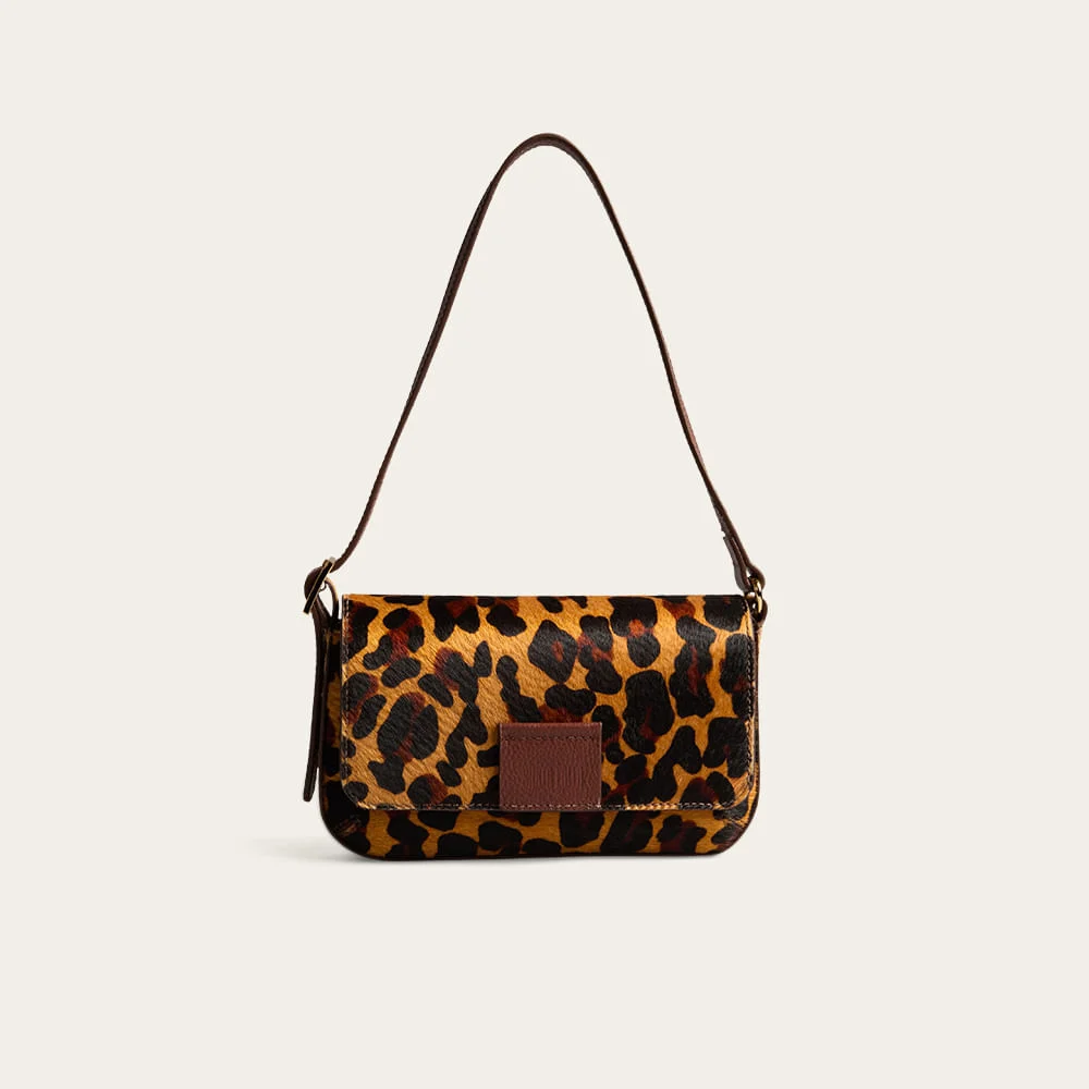 Bolsa Pequena Couro Pelo Alça De Ombro Animal Print Onça - vista 1 de 3