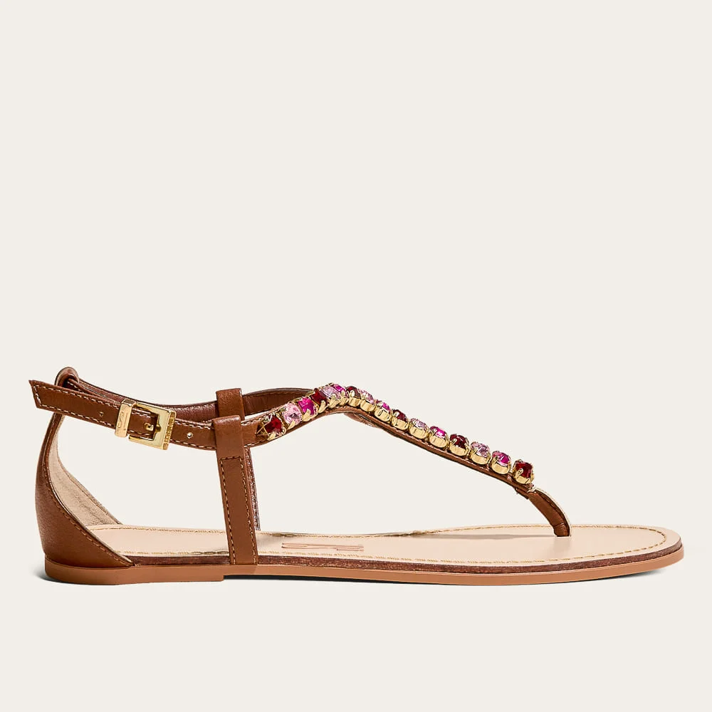 Rasteira Pedraria Napa Soft Marrom - vista 1 de 2