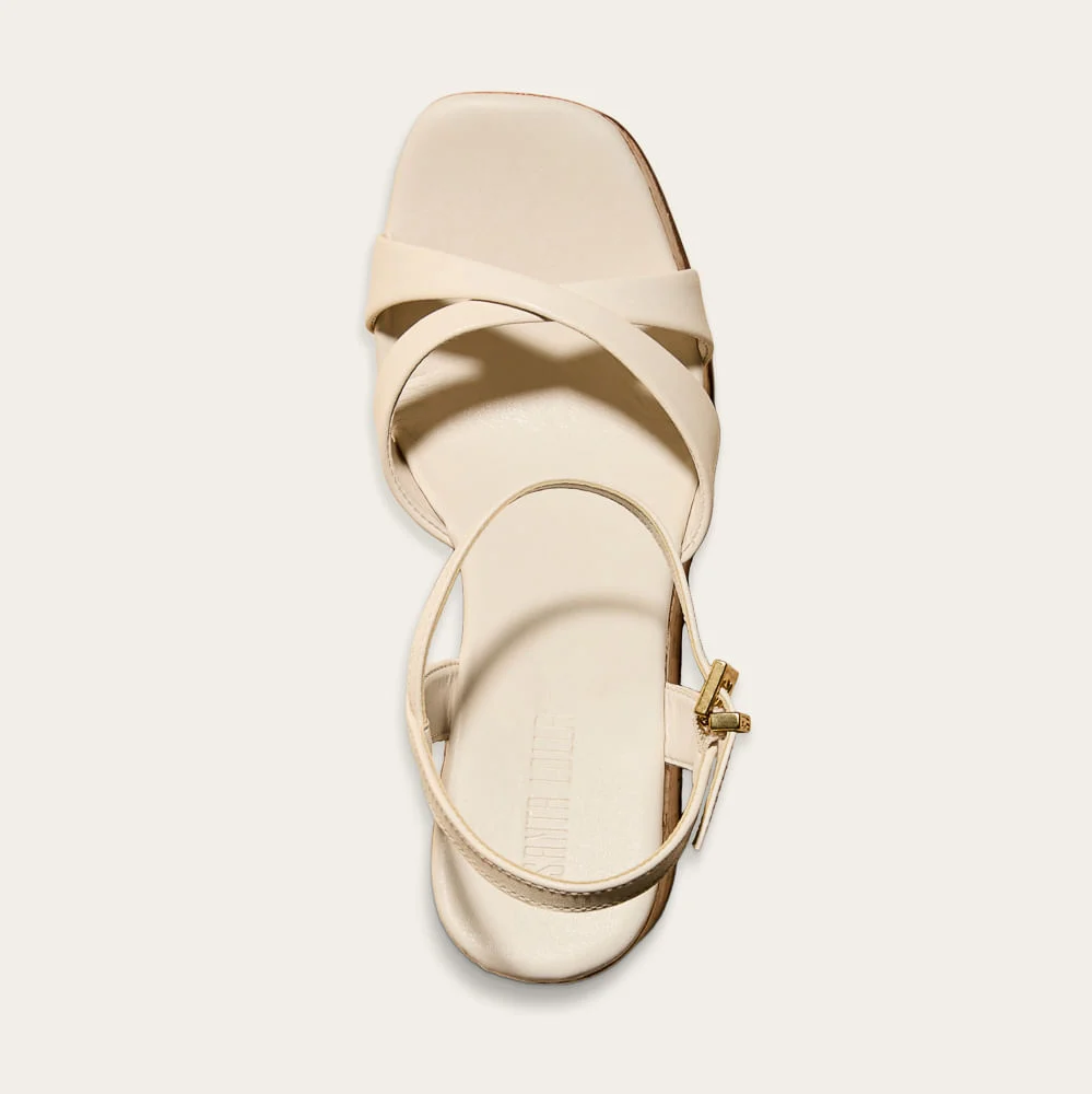 Sandália Espadrille Anabela Couro Soft Off White - vista 3 de 3