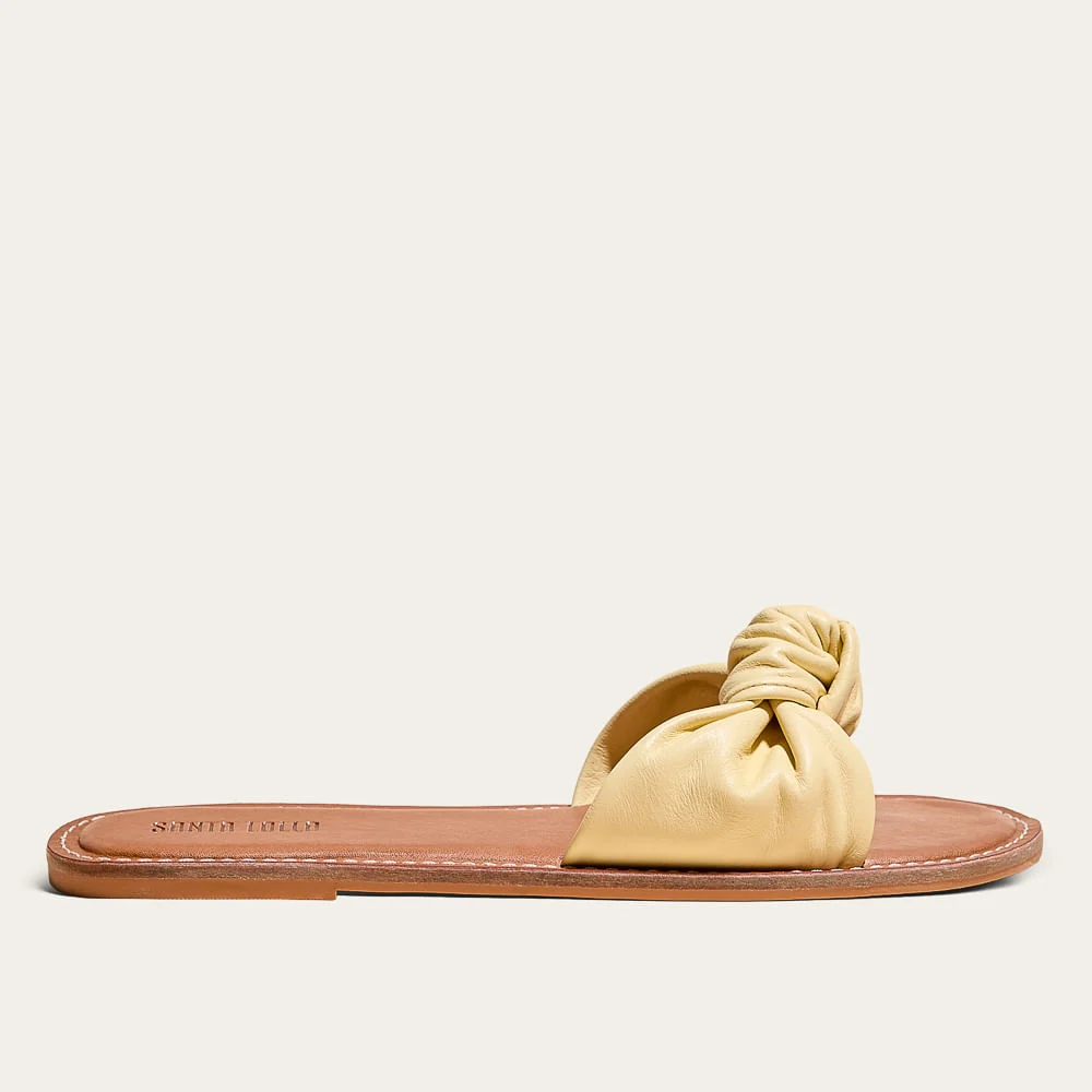 Rasteira Nó Couro Nobre Soft Amarelo Buttercream - vista 1 de 3