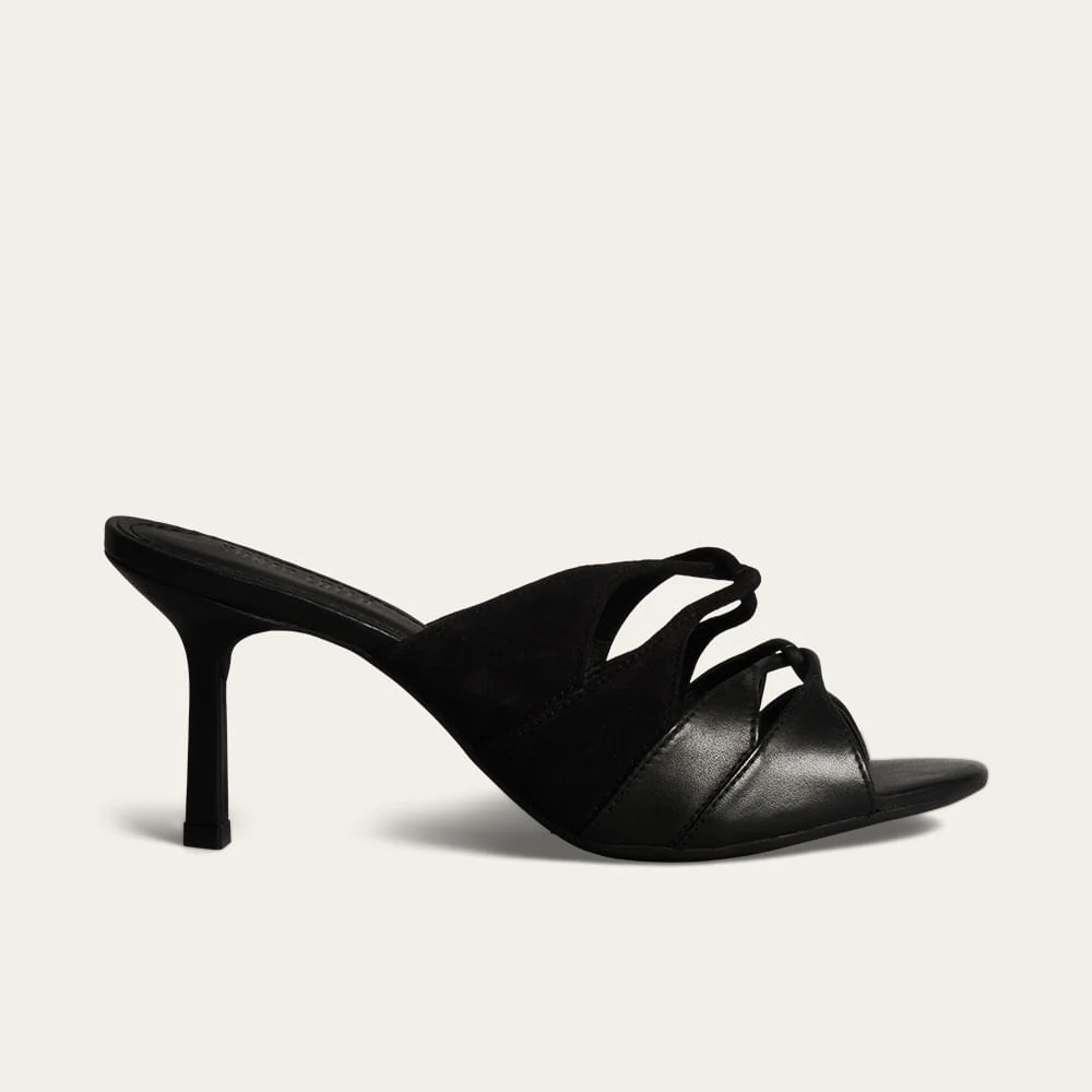 Tamanco Mule Couro Pelica Soft Salto Fino Preto - vista 1 de 4