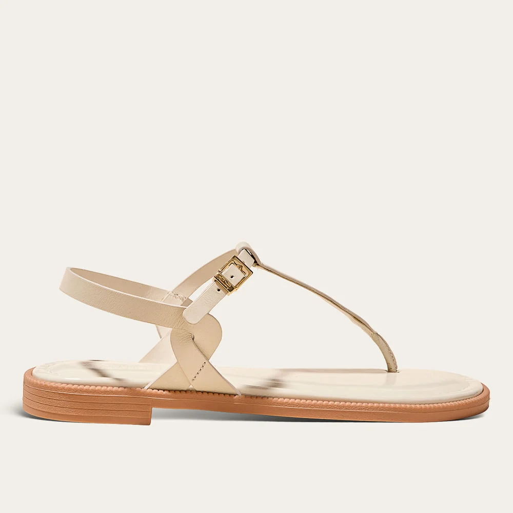 Rasteira Couro Confort Marrom Off White Marfim - vista 1 de 3