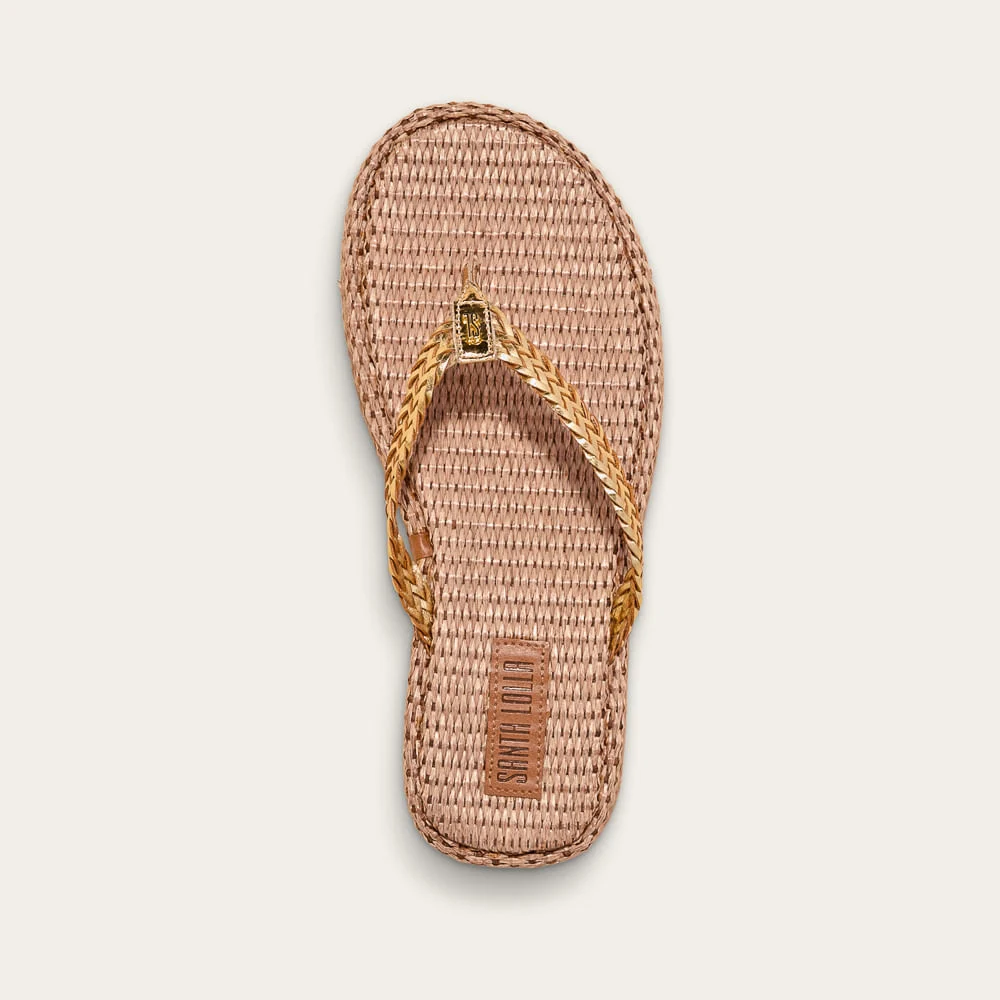 Papete Espadrille De Dedo Traça Metalizada Dourada - vista 2 de 2