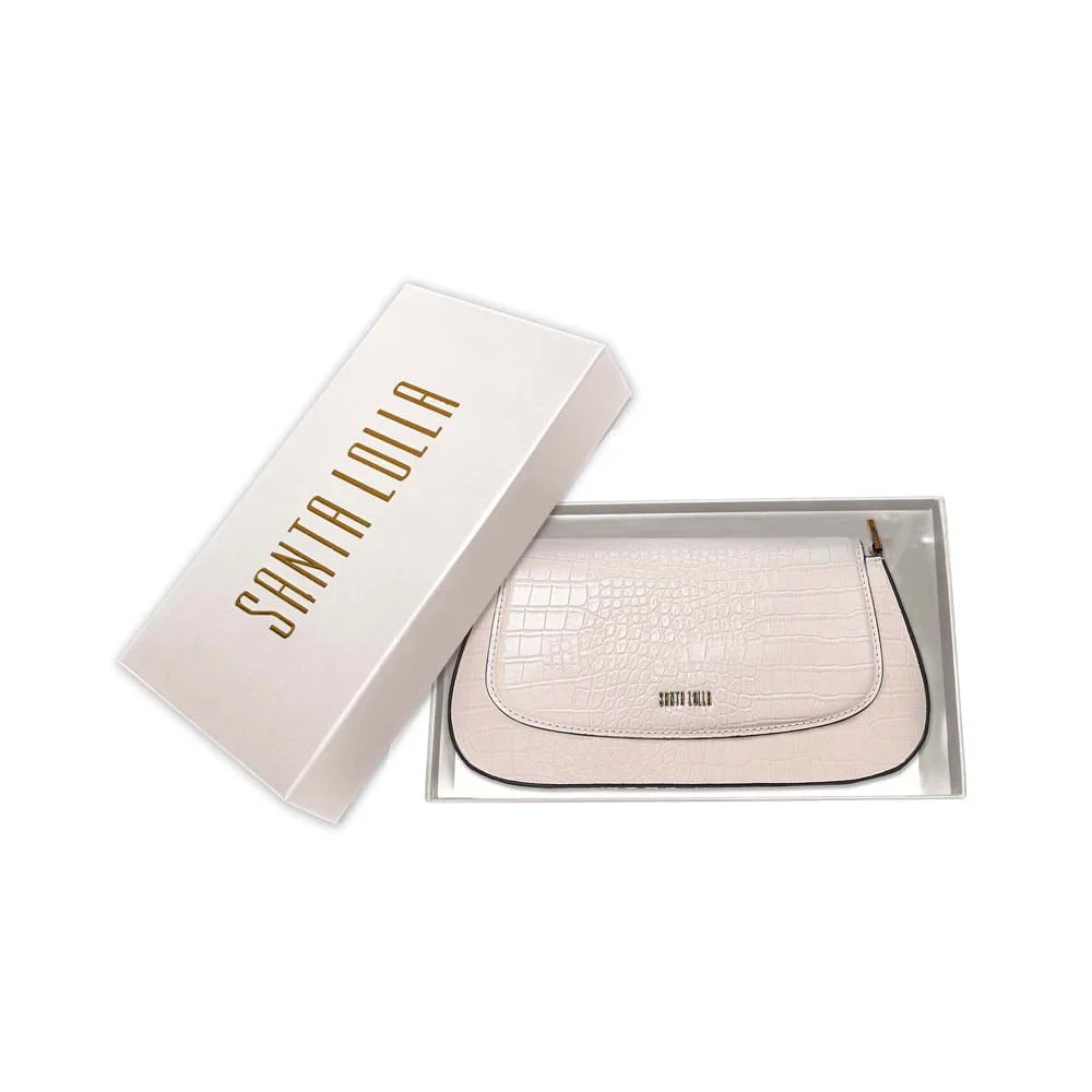 Bolsa Baguete Croco Alça De Ombro Off White Marfim - vista 1 de 8