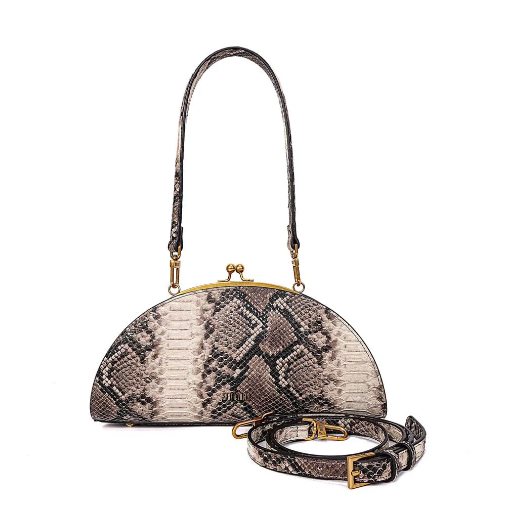 Bolsa Clutch Meia Lua Alça De Ombro Animal Print Cobra - vista 1 de 7