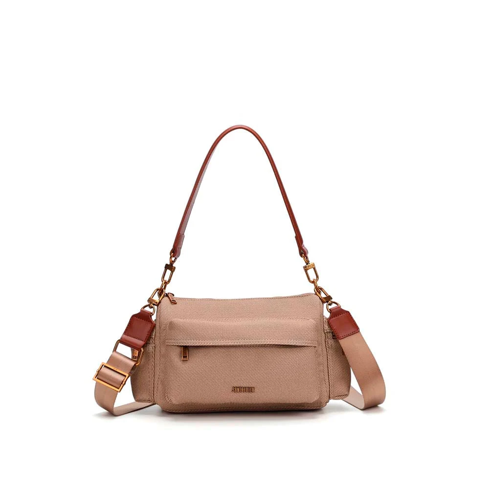 Bolsa Média Canvas Alça Dupla Marrom Terracota - vista 1 de 5