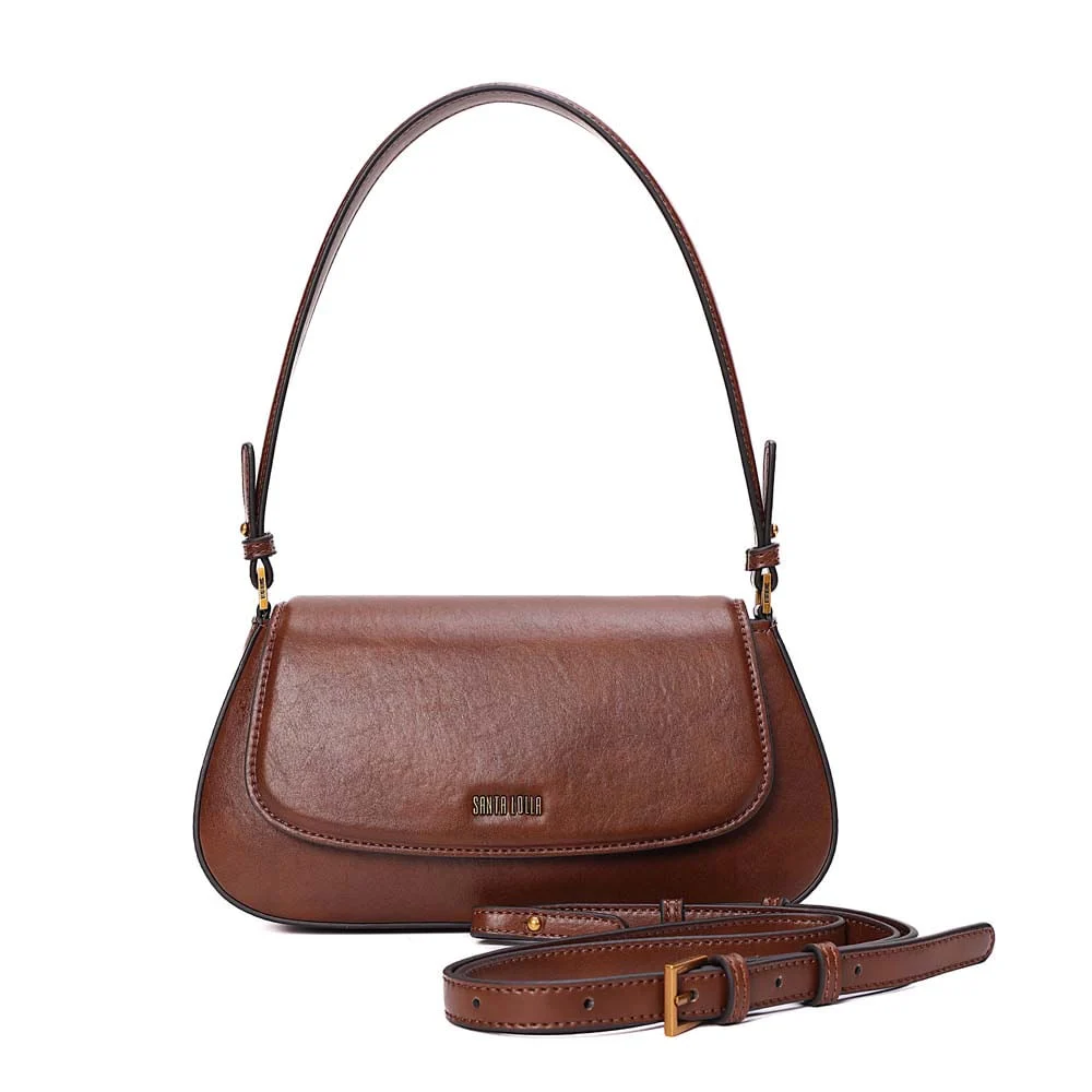 Bolsa Baguete Na Caixa Rústica Alça De Ombro Marrom Terracota - vista 1 de 6