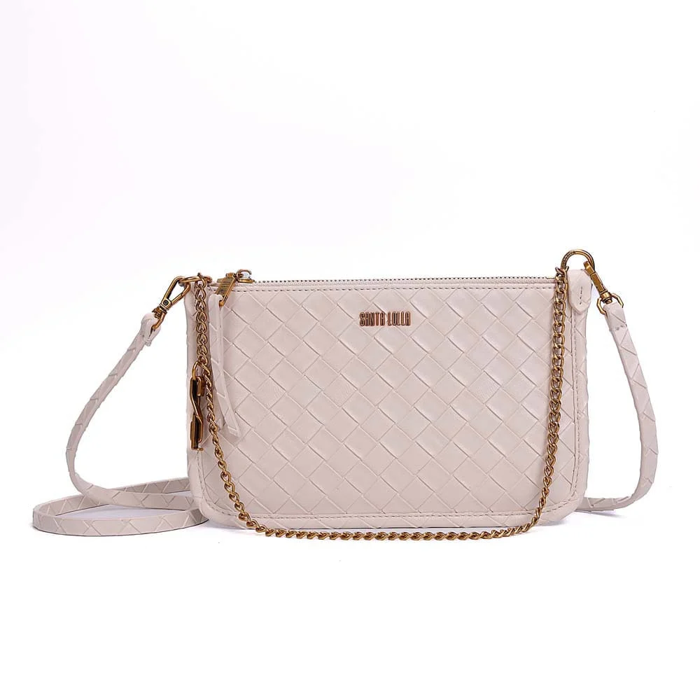 Bolsa Cluth Tressê Transversal Off White Marfim - vista 2 de 9