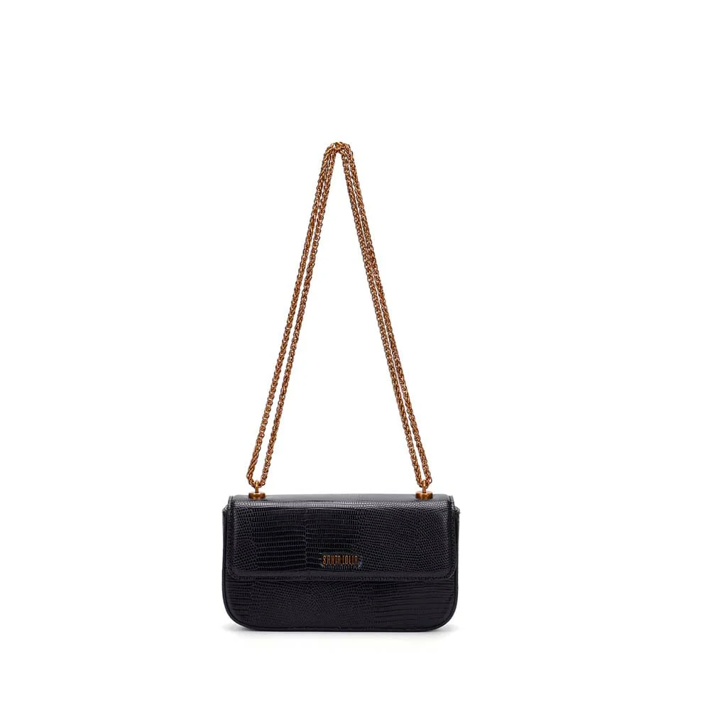 Bolsa Lizard Preta Alça Transversal Corrente - vista 1 de 5