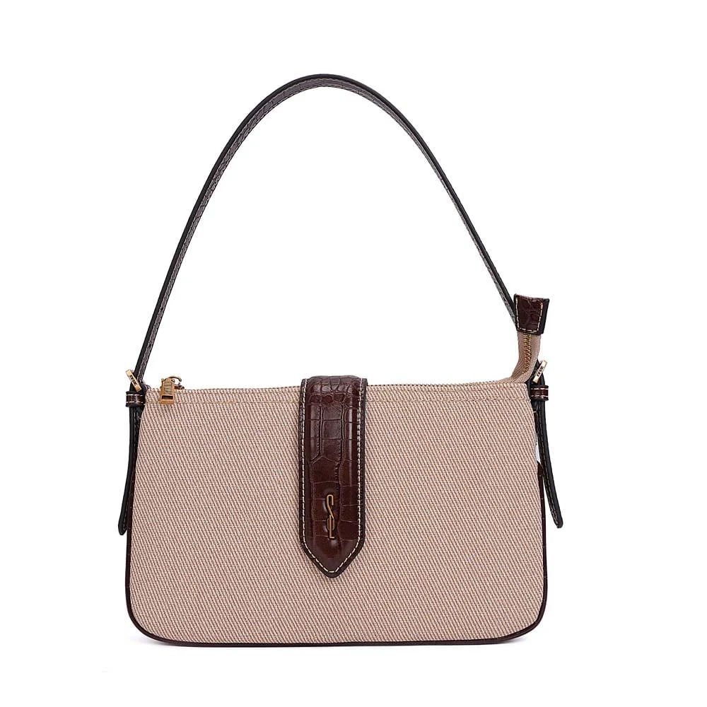 Bolsa Pequena Canvas Alça De Ombro Marrom Terracota - vista 1 de 7