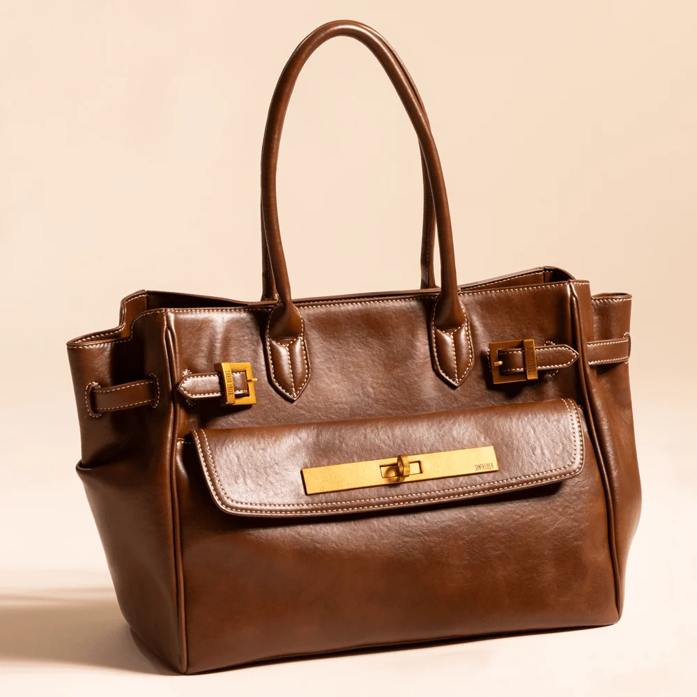 Bolsa Grande Rústica Alça De Ombro Marrom Terracota - vista 1 de 9