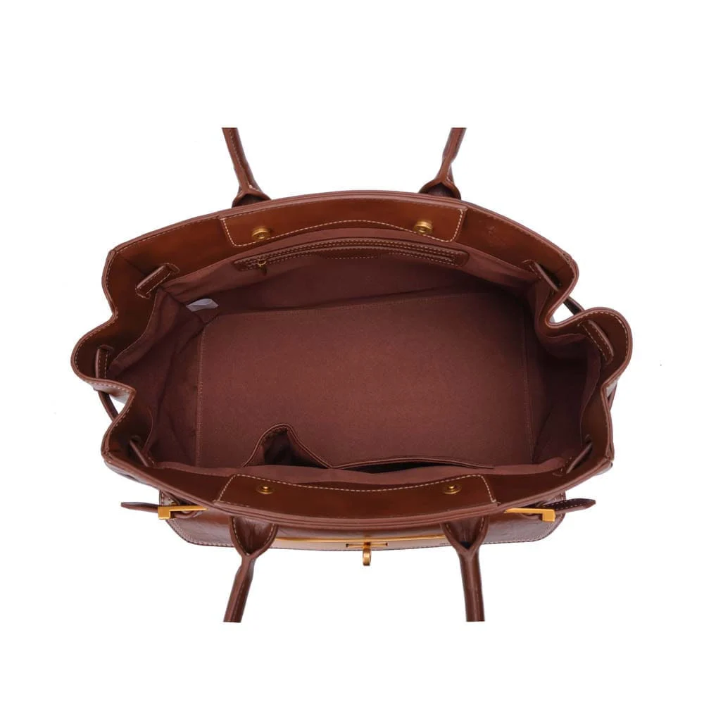 Bolsa Grande Rústica Alça De Ombro Marrom Terracota - vista 9 de 9