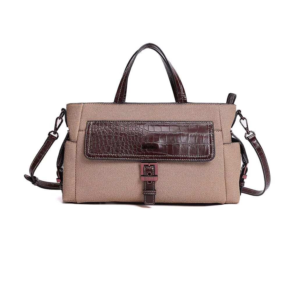 Bolsa Tote Grande Canvas Alça Dupla Bege Areia - vista 1 de 7